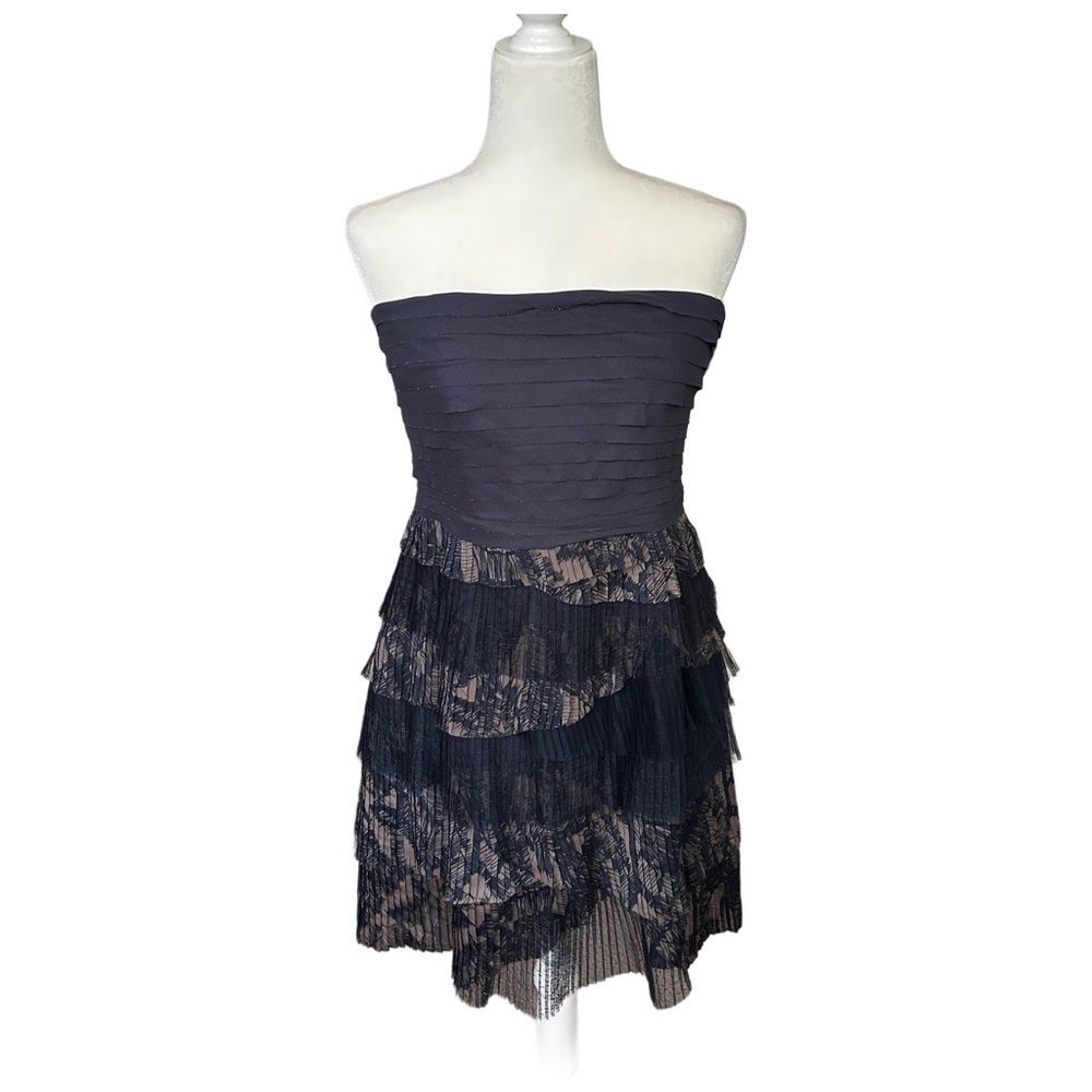 MM Couture by Miss Me Blue Tan Strapless Mini Dress NWT Size Large